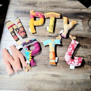 Creative Co-Op Made in India, Upcycled Fabric Monogram Pillow-"J", NWT